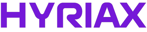 Purple 'HYRIAX' logo on a white background